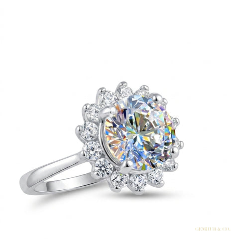 2.55 ct DEW Certified Round Cut White Moissanite Solitaire Ring 18K Gold Plated – white background main image