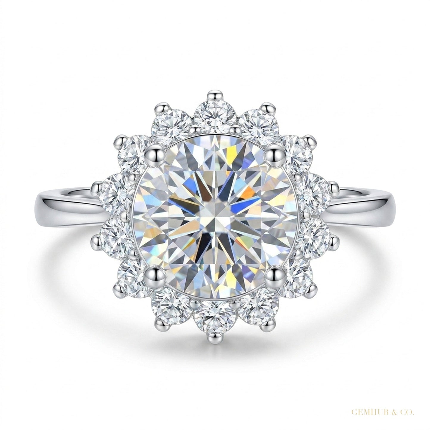 2.55 ct DEW Off White Round Cut Certified Moissanite Solitaire Ring in 18K Gold Plated 18K Gold Plated – white background main image