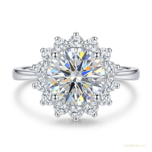 2.55 ct DEW Off White Round Cut Certified Moissanite Solitaire Ring in 18K Gold Plated 18K Gold Plated – white background main image