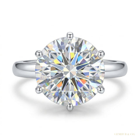 2.55 ct DEW Off White Round Moissanite Ring in Certified Engagement 18K Gold Plated Ver 18K Gold Plated – white background main image