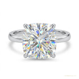 2.60 ct DEW Cushion Cut Off White Moissanite Solitaire Ring in – Rare 18K Gold Plated Vermeil – white background main image