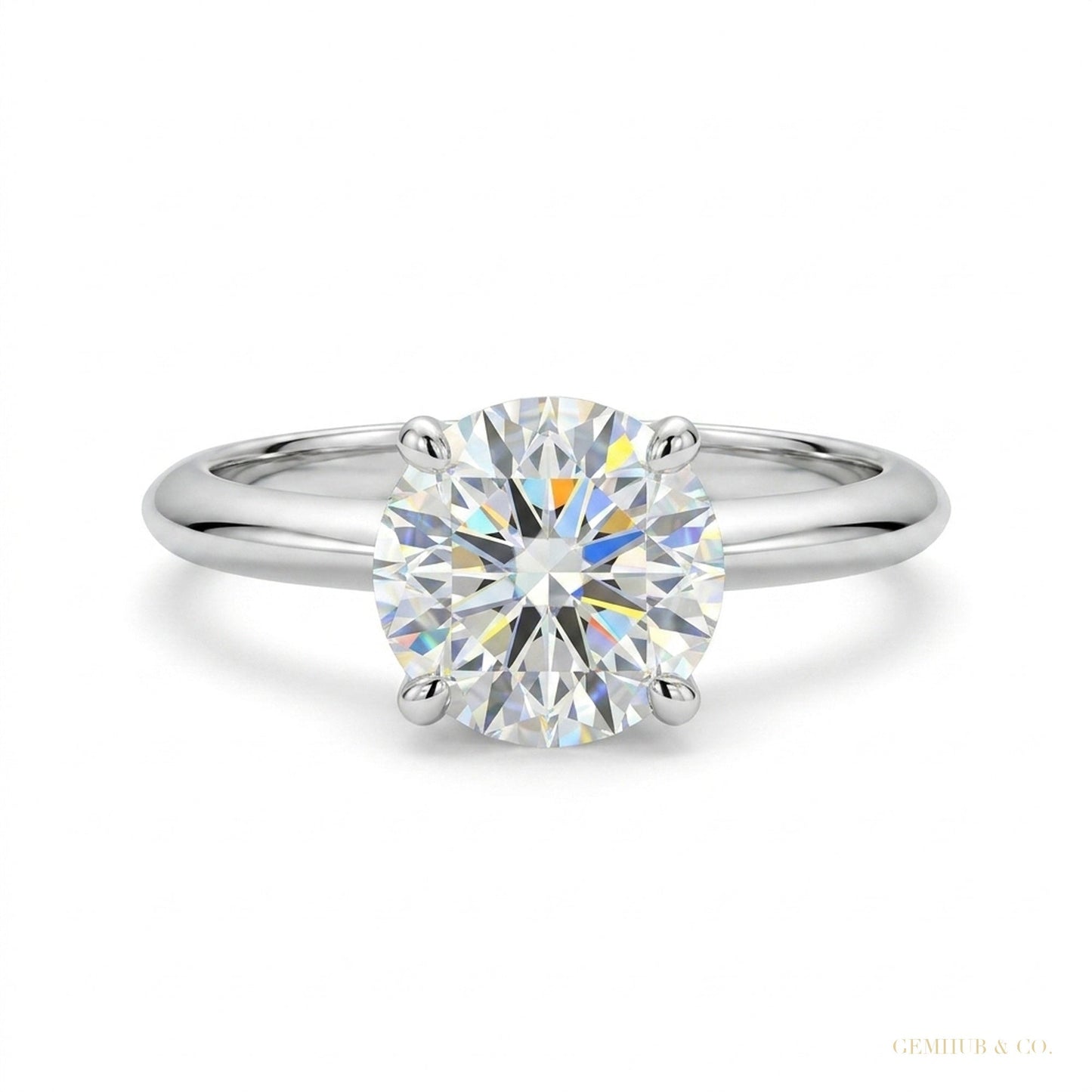 2.65 ct DEW Off White Treated Moissanite Solitaire Ring in – Amazing Gem 18K Gold Plate 18K Gold Plated – white background main image