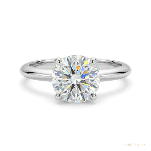 2.65 ct DEW Off White Treated Moissanite Solitaire Ring in – Amazing Gem 18K Gold Plate 18K Gold Plated – white background main image