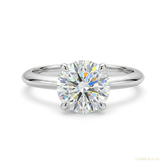 2.65 ct DEW Off White Treated Moissanite Solitaire Ring in – Amazing Gem 18K Gold Plate 18K Gold Plated – white background main image