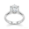 2.70 ct DEW Round Cut White Treated Moissanite Solitaire Ring in Cert 18K Gold Plated V 18K Gold Plated – white background main image