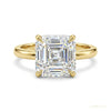 2.80 ct DEW Asscher Cut White Treated Moissanite Solitaire Ring in Cert 18K Gold Plated – white background main image