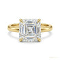 2.80 ct DEW Asscher Cut White Treated Moissanite Solitaire Ring in Cert 18K Gold Plated