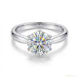 2.80 ct DEW Certified Round Cut White Moissanite Solitaire Ring For Wife 18K Gold Plated – white background main image
