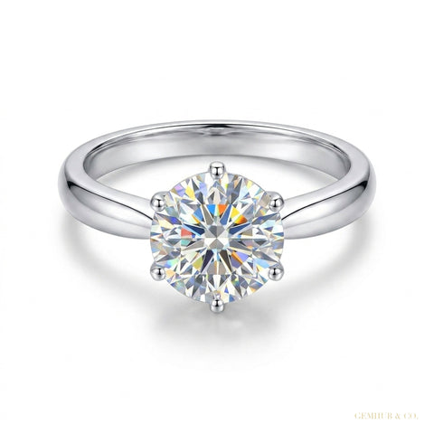 2.80 ct DEW Certified Round Cut White Moissanite Solitaire Ring For Wife 18K Gold Plate 18K Gold Plated – white background main image