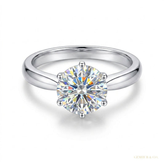 2.80 ct DEW Certified Round Cut White Moissanite Solitaire Ring For Wife 18K Gold Plate 18K Gold Plated – white background main image