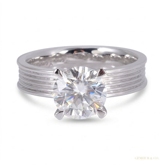 2.80 ct DEW Certified Round White Moissanite Ring – Gift for Anniversary 18K Gold Plate 18K Gold Plated – white background main image