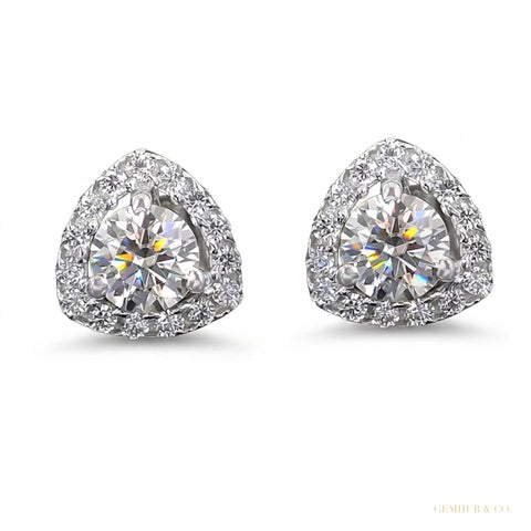 2.80 ct DEW Certified Treated White Moissanite Solitaire Studs Great Shine 18K Gold Pla 18K Gold Plated – white background main image