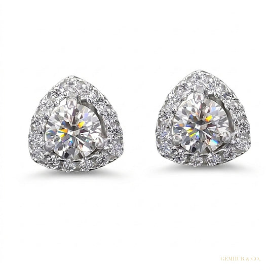 2.80 ct DEW Certified Treated White Moissanite Solitaire Studs Great Shine 18K Gold Pla 18K Gold Plated – white background main image