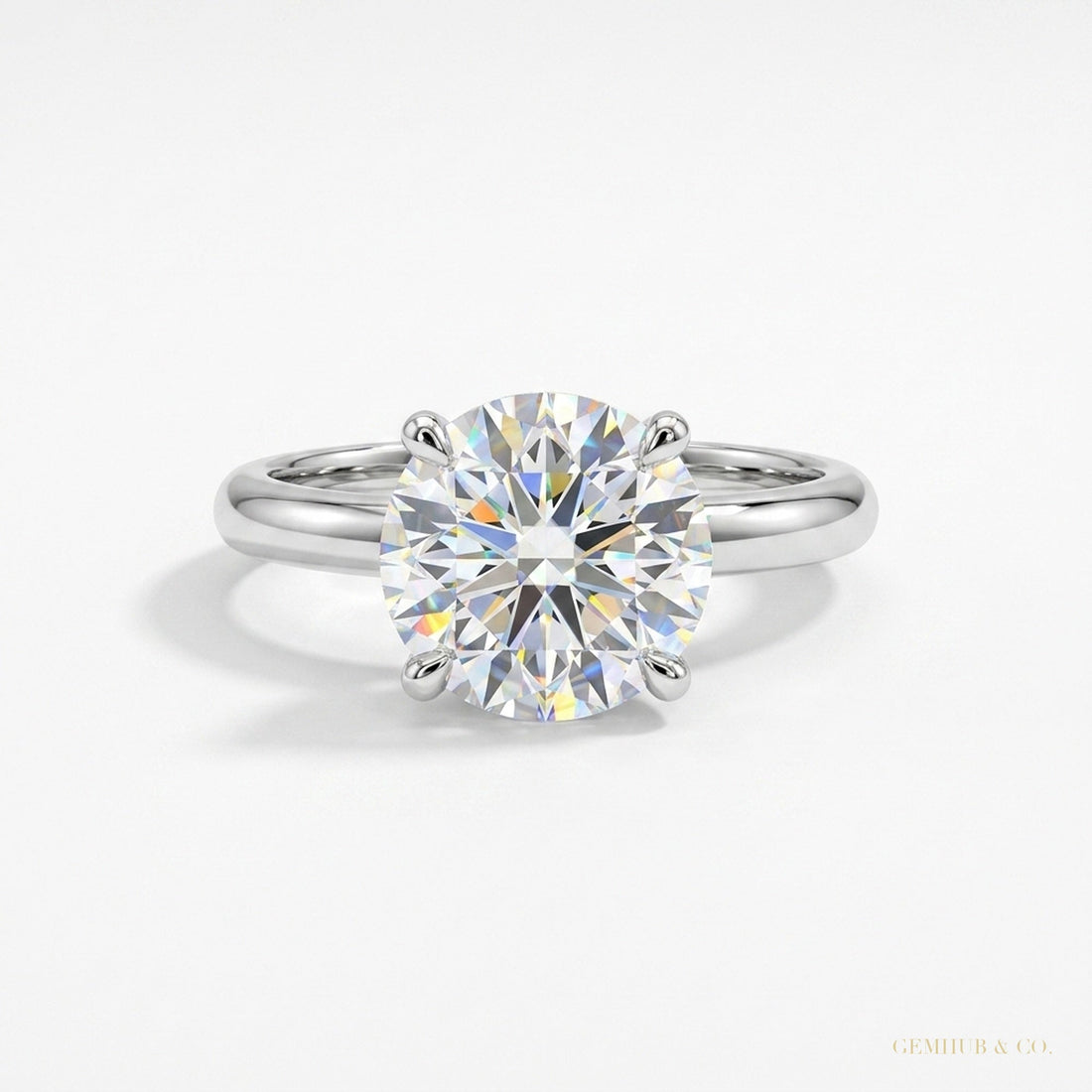 2.85 ct DEW Certified White Moissanite Solitaire Ring in – Gift for Wife 18K Gold Plated – white background main image