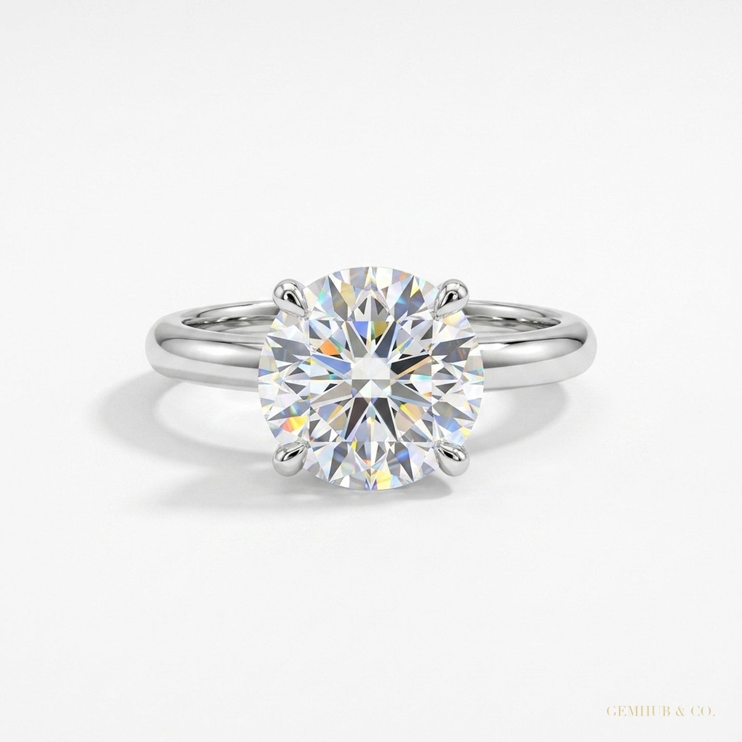 2.85 ct DEW Certified White Moissanite Solitaire Ring in – Gift for Wife 18K Gold Plate 18K Gold Plated – white background main image