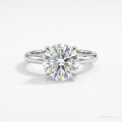 2.85 ct DEW Certified White Moissanite Solitaire Ring in – Gift for Wife 18K Gold Plate 18K Gold Plated – white background main image