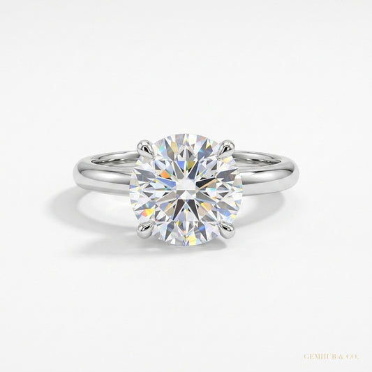 2.85 ct DEW Certified White Moissanite Solitaire Ring in – Gift for Wife 18K Gold Plate 18K Gold Plated – white background main image