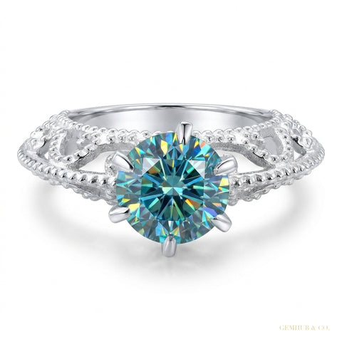 2.90 ct DEW Blue Moissanite Solitaire Ring – Anniversary Gift Idea 18K Gold Plated Verm 18K Gold Plated – white background main image
