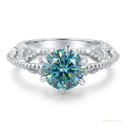 2.90 ct DEW Blue Moissanite Solitaire Ring – Anniversary Gift Idea 18K Gold Plated Verm 18K Gold Plated – white background main image