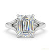 2.90 ct DEW Certified Emerald Cut Solitaire White Moissanite Ring 18K Gold Plated Verme 18K Gold Plated – white background main image
