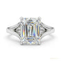 2.90 ct DEW Certified Emerald Cut Solitaire White Moissanite Ring 18K Gold Plated Verme 18K Gold Plated