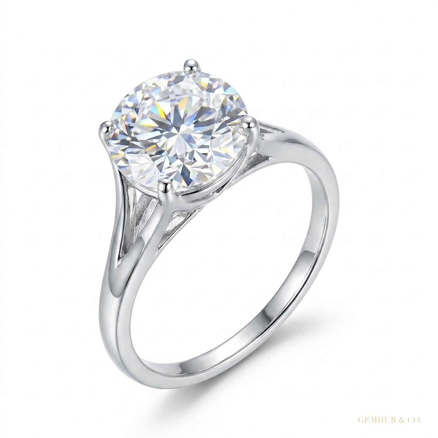 2.90 ct DEW Certified Emerald Cut Solitaire White Moissanite Ring For Women 18K Gold Plated – white background main image