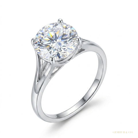 2.90 ct DEW Certified Emerald Cut Solitaire White Moissanite Ring For Women 18K Gold Plated – white background main image