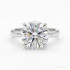 2.90 ct DEW Certified Round Cut Off White Moissanite Ring In 18K Gold Plated – white background main image