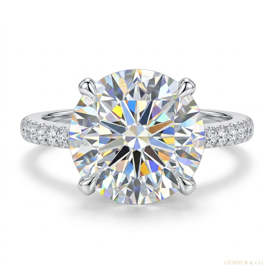 2.90 ct DEW Cushion Cut White Moissanite Ring – Birthday Gift for Her 18K Gold Plated Vermeil – white background main image