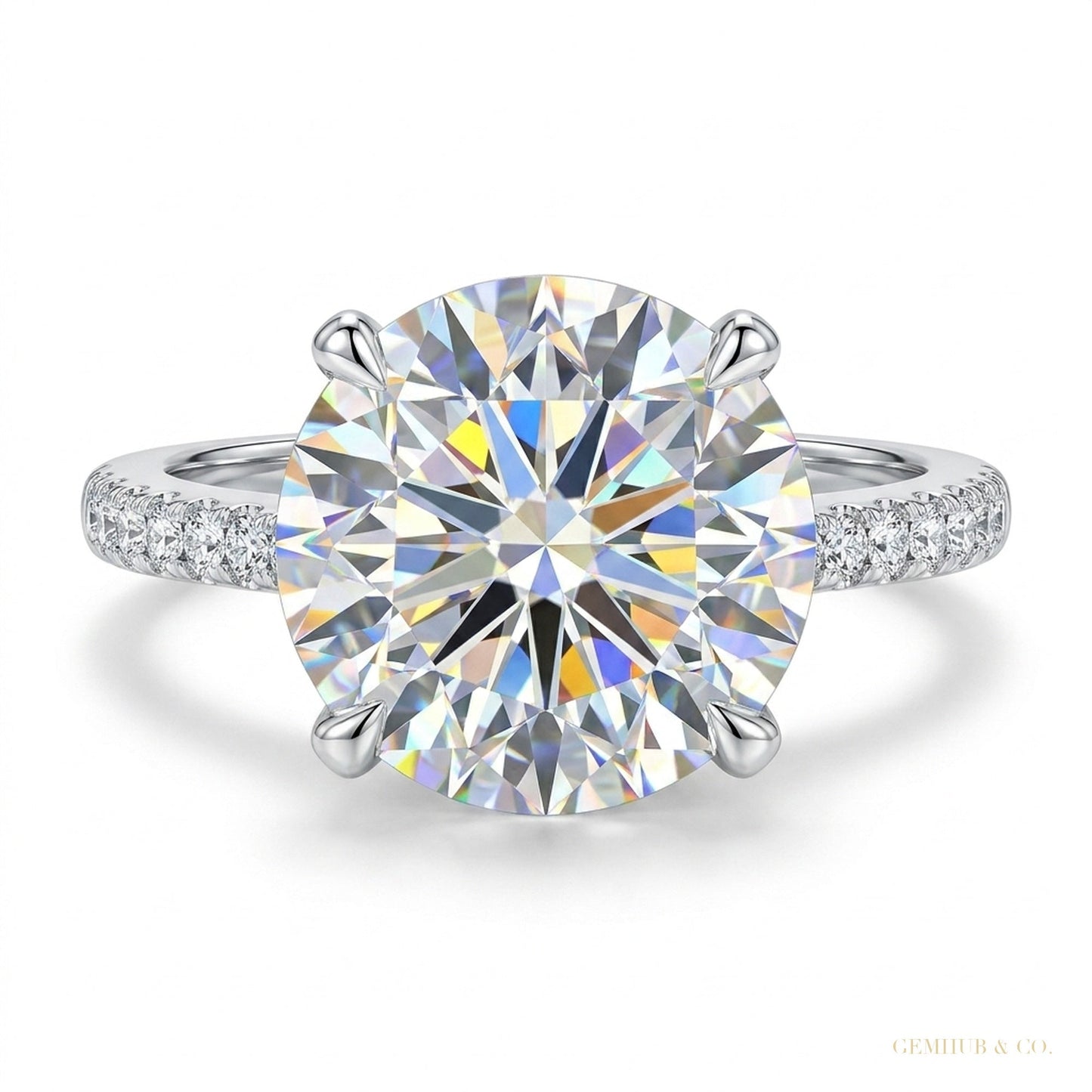 2.90 ct DEW Cushion Cut White Moissanite Ring – Birthday Gift for Her 18K Gold Plated V 18K Gold Plated – white background main image