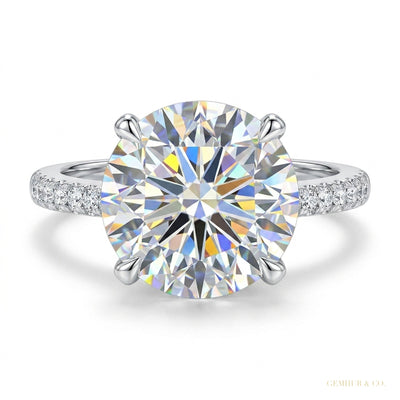 2.90 ct DEW Cushion Cut White Moissanite Ring – Birthday Gift for Her 18K Gold Plated V 18K Gold Plated