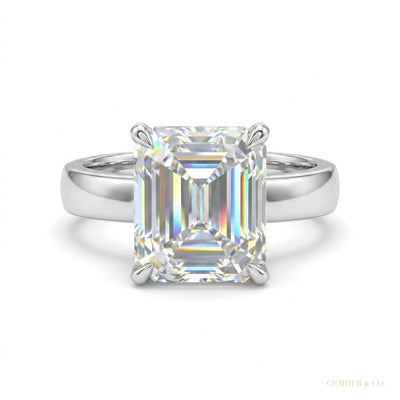 2.90 ct DEW Emerald Cut Certified White Moissanite Ring For Women 18K Gold Plated Verme 18K Gold Plated