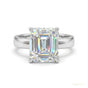 2.90 ct DEW Emerald Cut Certified White Moissanite Ring For Women 18K Gold Plated Verme 18K Gold Plated
