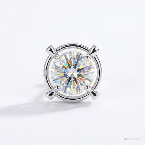2 ct DEW Certified Treated White Moissanite Solitaire Studs Great Shine 18K Gold Plated – white background main image