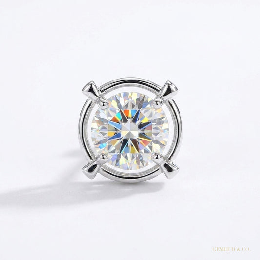 2 ct DEW Certified Treated White Moissanite Solitaire Studs Great Shine 18K Gold Plated – white background main image