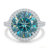 20.60 ct DEW Blue Moissanite Solitaire Ring in Certified Bold Luxury 18K Gold Plated Ve 18K Gold Plated – white background main image
