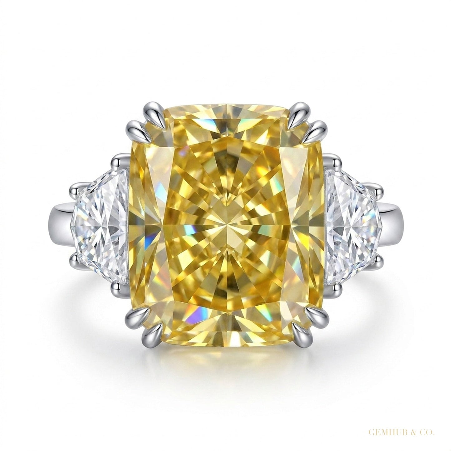 21.70 ct DEW Champagne Moissanite Ring Festive Gift for Her Statement Look 18K Gold Pla 18K Gold Plated – white background main image