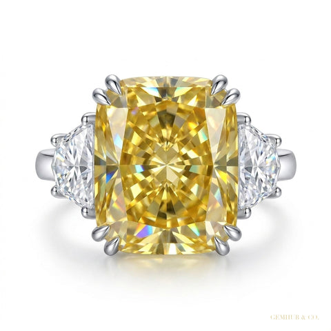 21.70 ct DEW Champagne Moissanite Ring Festive Gift for Her Statement Look 18K Gold Pla 18K Gold Plated – white background main image