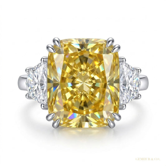 21.70 ct DEW Champagne Moissanite Ring Festive Gift for Her Statement Look 18K Gold Pla 18K Gold Plated – white background main image