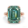 24.80 ct DEW Emerald Cut Blue Moissanite Ring Grand Gift for Anniversary 18K Gold Plate 18K Gold Plated – white background main image