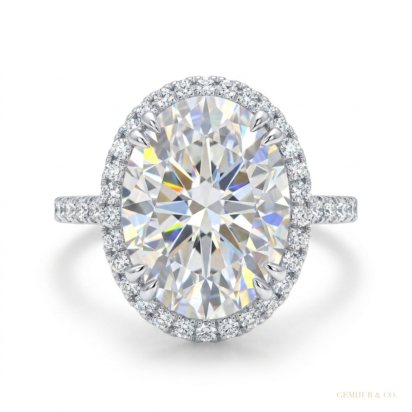 25.50 ct DEW Certified White Moissanite Solitaire Ring in – Gift for Dad 18K Gold Plate 18K Gold Plated – white background main image
