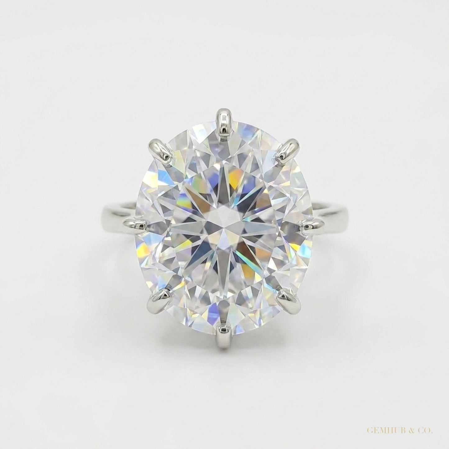 25.70 ct DEW Bold Moissanite Statement Ring Rare Luxury Gift for Her 18K Gold Plated Ve 18K Gold Plated – white background main image