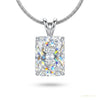 2.50 ct DEW Certified Radiant Cut White Moissanite Pendant In Vermeil 925 Silver – white background main image