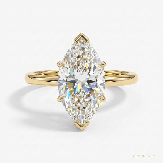 26.20 ct DEW Certified Emerald Cut Solitaire Big Moissanite Ring 18K Gold Plated Vermei 18K Gold Plated – white background main image