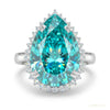 27.20 ct DEW Pear Cut Blue Moissanite Ring in – Festival Showstopper 18K Gold Plated Ve 18K Gold Plated – white background main image