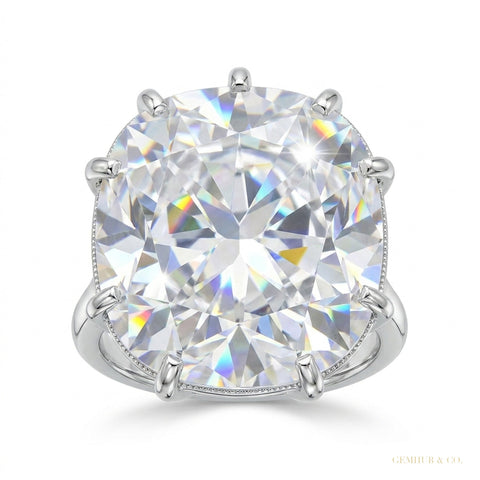 27.30 ct DEW Unique Moissanite Ring in Big & Bold Gift for Special Day 18K Gold Plated 18K Gold Plated – white background main image