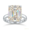 27.50 ct DEW Certified Emerald Cut White Moissanite Solitaire Ring in Gold Vermeil – white background main image