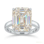 27.50 ct DEW Certified Emerald Cut White Moissanite Solitaire Ring in Gold Vermeil