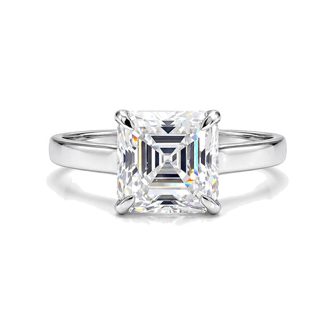 2.80 Ct Asscher Cut Lab Grown Diamond Ring — VS1 Clarity, 18k Gold Vermeil