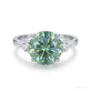 2.80 ct DEW Round Cut Certified Blue Moissanite Engagement Ring In Gold Vermeil – white background main image